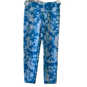 Athleta Girl High Rise Stash Your Treasures Capri size XL/14 Tide Dye Blue